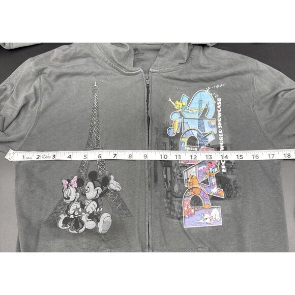 Disney Epcot World Showcase PARIS Gray Hooded Jacket Top Sz S Eiffel Tower - Picture 6 of 7